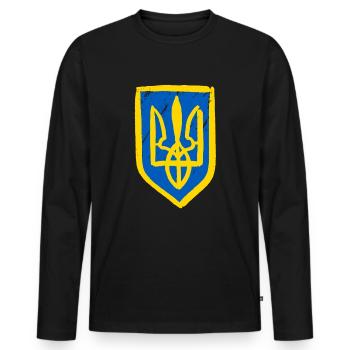 Stand with Ukraine Peace No War - Männer Premium Bio Langarmshirt - Schwarz - Vorne - Nico (187cm)