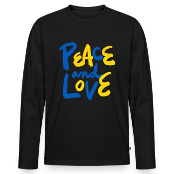 Stand with Ukraine Peace No War - Männer Premium Bio Langarmshirt - Schwarz - Vorne - Nico (187cm)