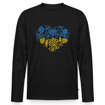 Soutenez l’Ukraine, la paix et non la guerre - T-shirt manches longues Premium bio Homme - noir - Devant - Nico (187cm)
