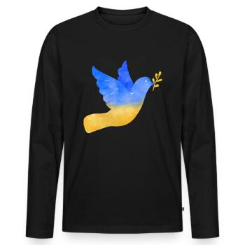 Stand with Ukraine Peace No War - Männer Premium Bio Langarmshirt - Schwarz - Vorne - Nico (187cm)