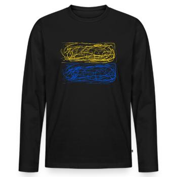 Soutenez l’Ukraine, la paix et non la guerre - T-shirt manches longues Premium bio Homme - noir - Devant - Nico (187cm)