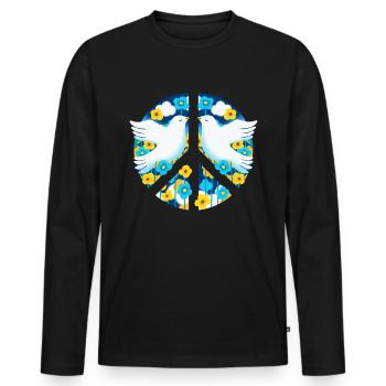 Stand with Ukraine Peace No War - Men's Premium Organic Long Sleeve Shirt - black - Front - Nico (187cm)