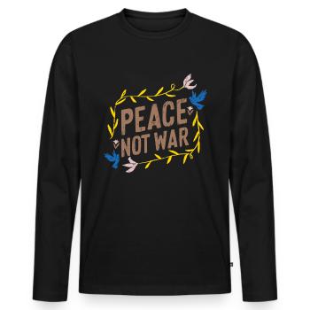 Stand with Ukraine Peace No War - Männer Premium Bio Langarmshirt - Schwarz - Vorne - Nico (187cm)