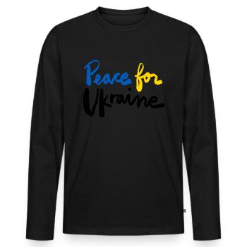 Soutenez l’Ukraine, la paix et non la guerre - T-shirt manches longues Premium bio Homme - noir - Devant - Nico (187cm)