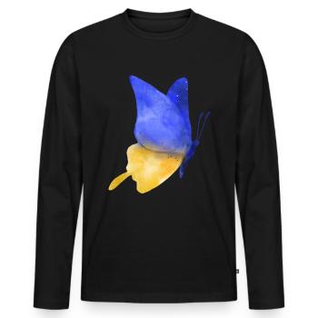 Soutenez l’Ukraine, la paix et non la guerre - T-shirt manches longues Premium bio Homme - noir - Devant - Nico (187cm)