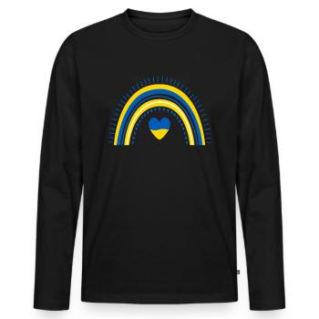 Soutenez l’Ukraine, la paix et non la guerre - T-shirt manches longues Premium bio Homme - noir - Devant - Nico (187cm)