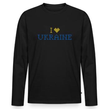 Soutenez l’Ukraine, la paix et non la guerre - T-shirt manches longues Premium bio Homme - noir - Devant - Nico (187cm)