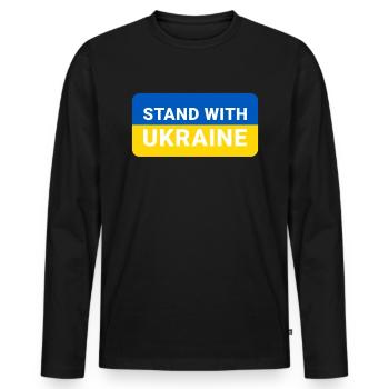 Soutenez l’Ukraine, la paix et non la guerre - T-shirt manches longues Premium bio Homme - noir - Devant - Nico (187cm)
