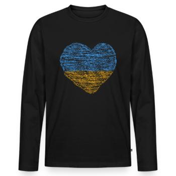 Être aux côtés de l’Ukraine, de la paix, pas de la guerre - T-shirt manches longues Premium bio Homme - noir - Devant - Nico (187cm)