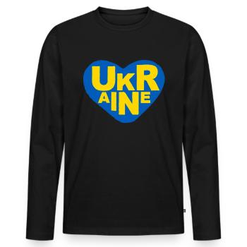 Soutenez l’Ukraine, la paix et non la guerre - T-shirt manches longues Premium bio Homme - noir - Devant - Nico (187cm)