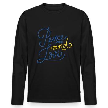 Soutenez l’Ukraine, la paix et non la guerre - T-shirt manches longues Premium bio Homme - noir - Devant - Nico (187cm)