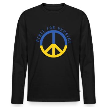 Stand with Ukraine Peace No War - Men's Premium Organic Long Sleeve Shirt - black - Front - Nico (187cm)