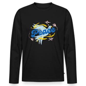 Soutenez l’Ukraine, la paix et non la guerre - T-shirt manches longues Premium bio Homme - noir - Devant - Nico (187cm)