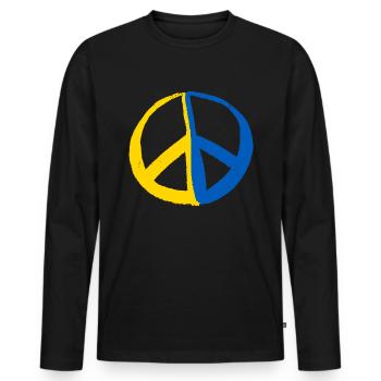 Soutenez l’Ukraine, la paix et non la guerre - T-shirt manches longues Premium bio Homme - noir - Devant - Nico (187cm)