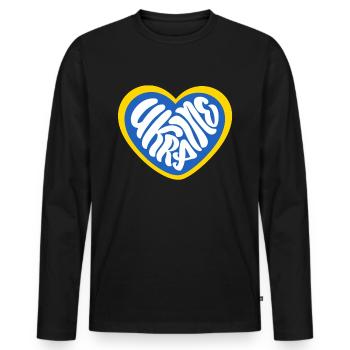 Soutenez l’Ukraine, la paix et non la guerre - T-shirt manches longues Premium bio Homme - noir - Devant - Nico (187cm)