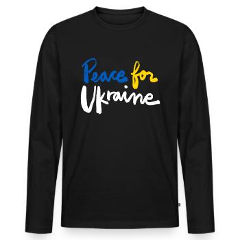 Soutenez l’Ukraine, la paix et non la guerre - T-shirt manches longues Premium bio Homme - noir - Devant - Nico (187cm)