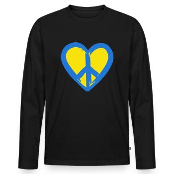Stand with Ukraine Peace No War - Männer Premium Bio Langarmshirt - Schwarz - Vorne - Nico (187cm)