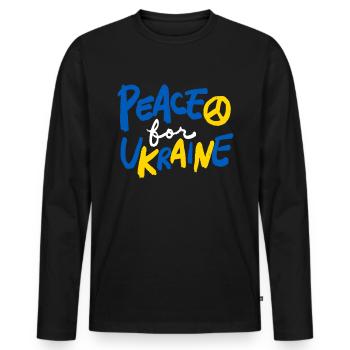 Soutenez l’Ukraine, la paix et non la guerre - T-shirt manches longues Premium bio Homme - noir - Devant - Nico (187cm)