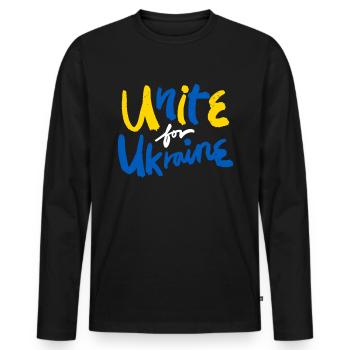 Stand with Ukraine Peace No War - Men's Premium Organic Long Sleeve Shirt - black - Front - Nico (187cm)