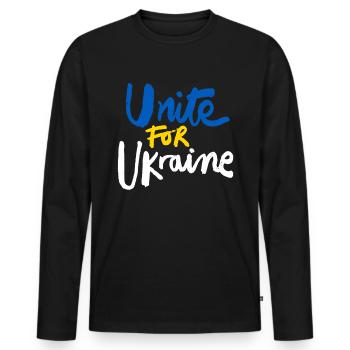 Stand with Ukraine Peace No War - Men's Premium Organic Long Sleeve Shirt - black - Front - Nico (187cm)