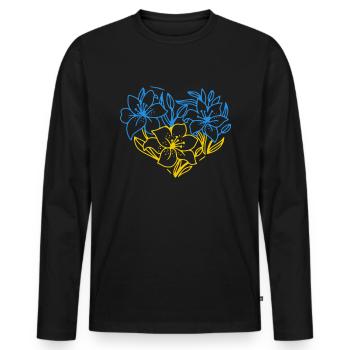 Stand with Ukraine Peace No War - Männer Premium Bio Langarmshirt - Schwarz - Vorne - Nico (187cm)
