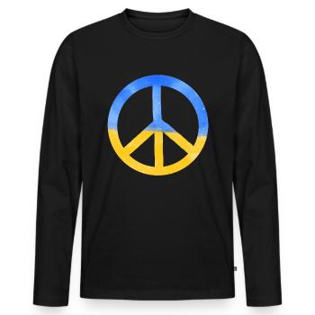Soutenez l’Ukraine, la paix et non la guerre - T-shirt manches longues Premium bio Homme - noir - Devant - Nico (187cm)