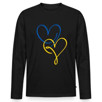 Soutenez l’Ukraine, la paix et non la guerre - T-shirt manches longues Premium bio Homme - noir - Devant - Nico (187cm)