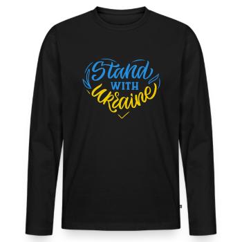 Stand with Ukraine Peace No War - Männer Premium Bio Langarmshirt - Schwarz - Vorne - Nico (187cm)