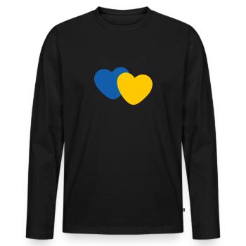 Stand with Ukraine Peace No War - Männer Premium Bio Langarmshirt - Schwarz - Vorne - Nico (187cm)