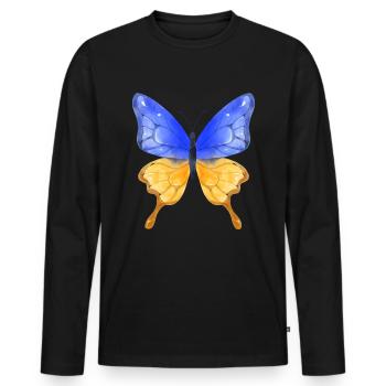 Stand with Ukraine Peace No War - Männer Premium Bio Langarmshirt - Schwarz - Vorne - Nico (187cm)