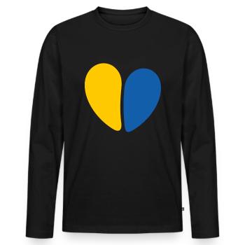 Stand with Ukraine Peace No War - Männer Premium Bio Langarmshirt - Schwarz - Vorne - Nico (187cm)