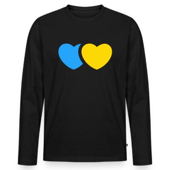 Soutenez l’Ukraine, la paix et non la guerre - T-shirt manches longues Premium bio Homme - noir - Devant - Nico (187cm)