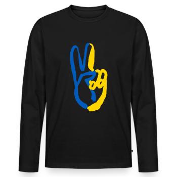 Stand with Ukraine Peace No War - Men's Premium Organic Long Sleeve Shirt - black - Front - Nico (187cm)