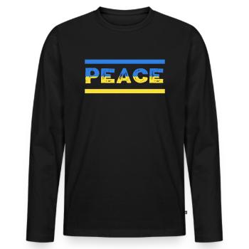 Soutenez l’Ukraine, la paix et non la guerre - T-shirt manches longues Premium bio Homme - noir - Devant - Nico (187cm)