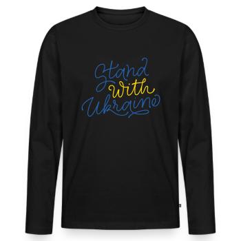 Stand with Ukraine Peace No War - Männer Premium Bio Langarmshirt - Schwarz - Vorne - Nico (187cm)