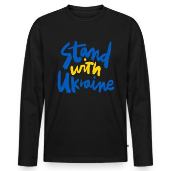 Stand with Ukraine Peace No War - Männer Premium Bio Langarmshirt - Schwarz - Vorne - Nico (187cm)