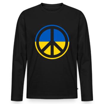 Soutenez l’Ukraine, la paix et non la guerre - T-shirt manches longues Premium bio Homme - noir - Devant - Nico (187cm)