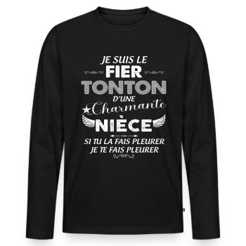 Uncle of charming niece humor man - Men's Premium Organic Long Sleeve Shirt - black - Front - Nico (187cm)