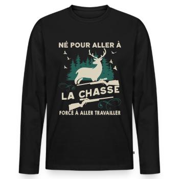 Aller à la chasse au sanglier Cadeau Homme - T-shirt manches longues Premium bio Homme - noir - Devant - Nico (187cm)