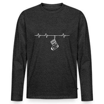 Herzschlag Weihnachten Weihnachtsdekoration - Männer Premium Bio Langarmshirt - Anthrazit meliert - Vorne - Nico (187cm)