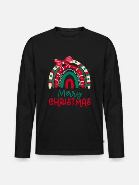 Christmas Rainbow Merry Christmas - Men's Premium Organic Long Sleeve Shirt - black