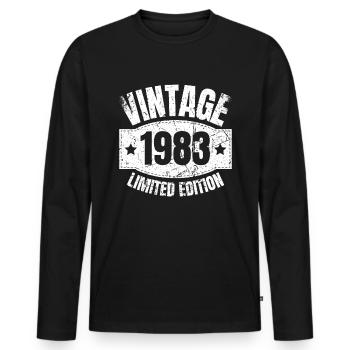 40 ans né en 1983 rétro 40e anniversaire - T-shirt manches longues Premium bio Homme - noir - Devant - Nico (187cm)