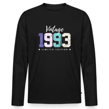 30 ans né en 1993 rétro 30e anniversaire - T-shirt manches longues Premium bio Homme - noir - Devant - Nico (187cm)