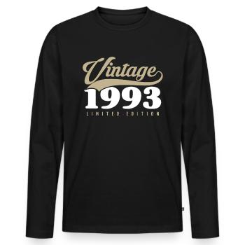 30 ans né en 1993 rétro 30e anniversaire - T-shirt manches longues Premium bio Homme - noir - Devant - Nico (187cm)