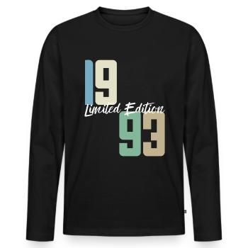 30 ans né en 1993 rétro 30e anniversaire - T-shirt manches longues Premium bio Homme - noir - Devant - Nico (187cm)