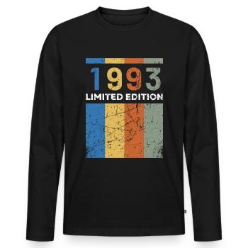 30 ans né en 1993 rétro 30e anniversaire - T-shirt manches longues Premium bio Homme - noir - Devant - Nico (187cm)