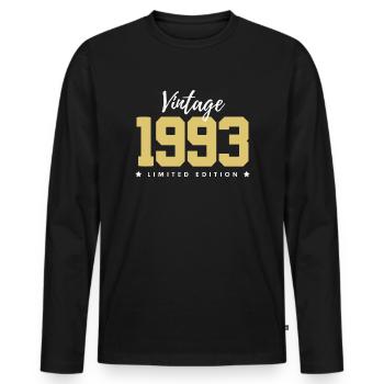 30 ans né en 1993 rétro 30e anniversaire - T-shirt manches longues Premium bio Homme - noir - Devant - Nico (187cm)