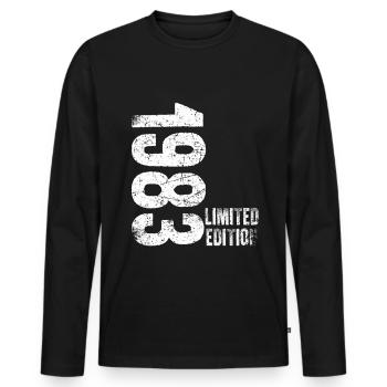 40 ans né en 1983 rétro 40e anniversaire - T-shirt manches longues Premium bio Homme - noir - Devant - Nico (187cm)