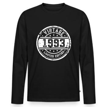 30 ans né en 1993 rétro 30e anniversaire - T-shirt manches longues Premium bio Homme - noir - Devant - Nico (187cm)