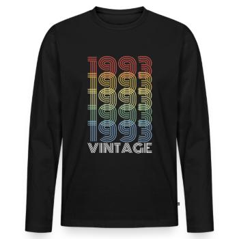 30 ans né en 1993 rétro 30e anniversaire - T-shirt manches longues Premium bio Homme - noir - Devant - Nico (187cm)